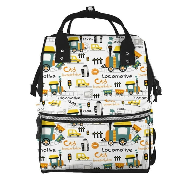 Disketp Transportation Cartoon Mochila de Pañales de Gran Capacidad con Múltiples Bolsillos, Mochila de Viaje Multifuncional para Bebé, Unisex, Moderna y Resistente