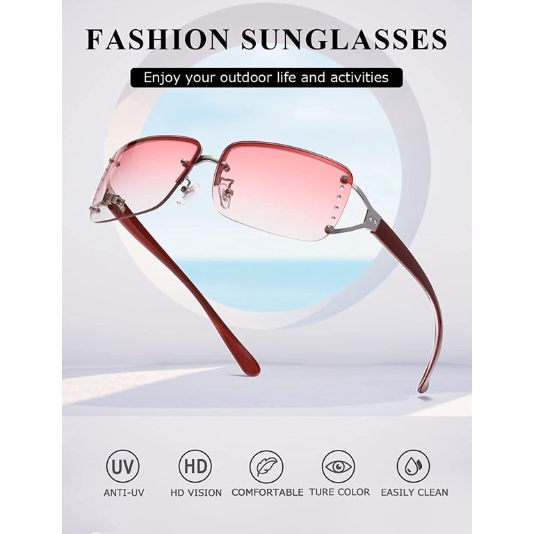 Rectangle Sunglasses for Women Men Stylish Rimless Frameless  display picture 3