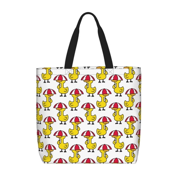 Pofeuu Rubber Duck Chicken Bird Print Tote Bag for Women,Hobo HandBags with Zipper,Large Capacity Casual Shoulder Handbags with Inner Pockets