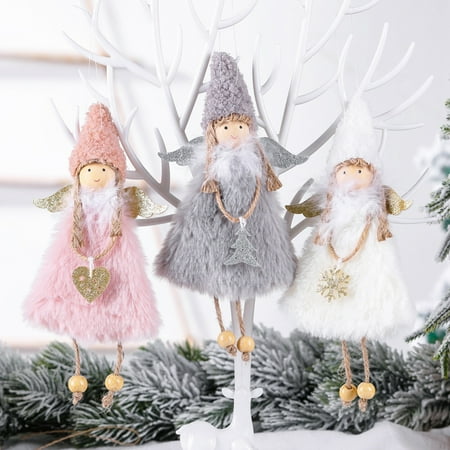

Gwong Attractive Doll Ornament Cute Fabric Exquisite Christmas Angle Girl Hanging Pendant for Party