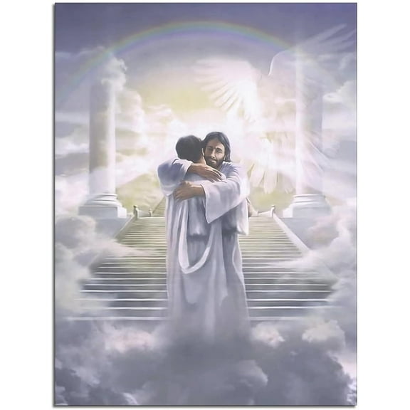 Aaheei Welcome Home To Heaven Jesus Christ Canvas Wall Art Print Poster Picture Modern Office Home Room Decor