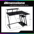 thumbnail image 3 of Costway L Shaped Gaming Desk with Outlets & USB Ports Monitor Shelf Headphone Hook Black, 3 of 10