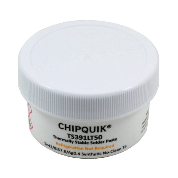 Chip Quik Pâte à Souder Thermostable TS391LT50 Sans Nettoyage Sn42/Bi57.6/Ag0.4 T4 (Pot de 50g)