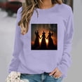 thumbnail image 2 of Jsaierl Halloween Sweatshirts for Women Cute Witch Graphic Pullovers Vintage Classic Crewneck Long Sleeve Sweater Tops Halloween Party Supplies, Sizes S-2XL, 2 of 7