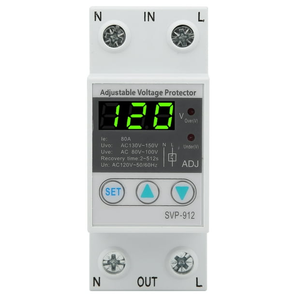 Protector De Corriente SVP912 Protección Contra Sobretensión Y Subtensión Ajustable Con Pantalla De Voltaje Para Instalación En Riel DIN 40A 63A 80A 120VAC