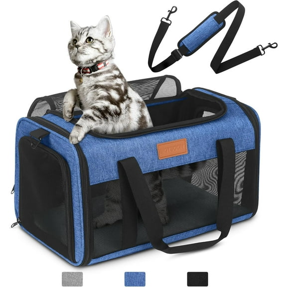 RKXQT TSA Approved Pet Carrier in Cabin,Airline Approved Cat Carrier with Flannel Mat, Dog Carriers for Small Dogs Shoulder Straps