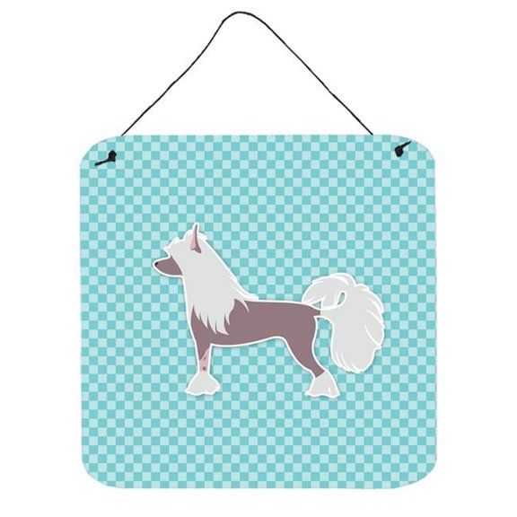 Chinese Crested Checkerboard Blue Wall or Door Hanging Prints