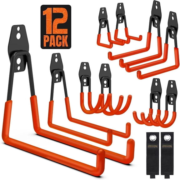 Smartology Wall Storage Hooks Heavy Duty Tool Hangers 12 Pack