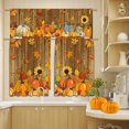 thumbnail image 5 of Vintage Pumpkin Fall Kitchen Curtains, Fall Rustic Woodgrain 2 Panels (27x36") + Tier (54x18") with Rod Pocket, Autumn Decorations Curtains for Cafe Living Room, Thanksgiving Kitchen Decor Harvest, 5 of 6