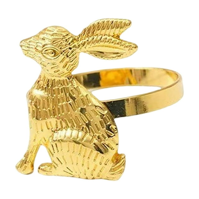 Product Category Tableware 2 Napkin Ring Decoration Set Gold Rabbit—Metal Rabbit Holder for Indoor Dinner Table Spring Home