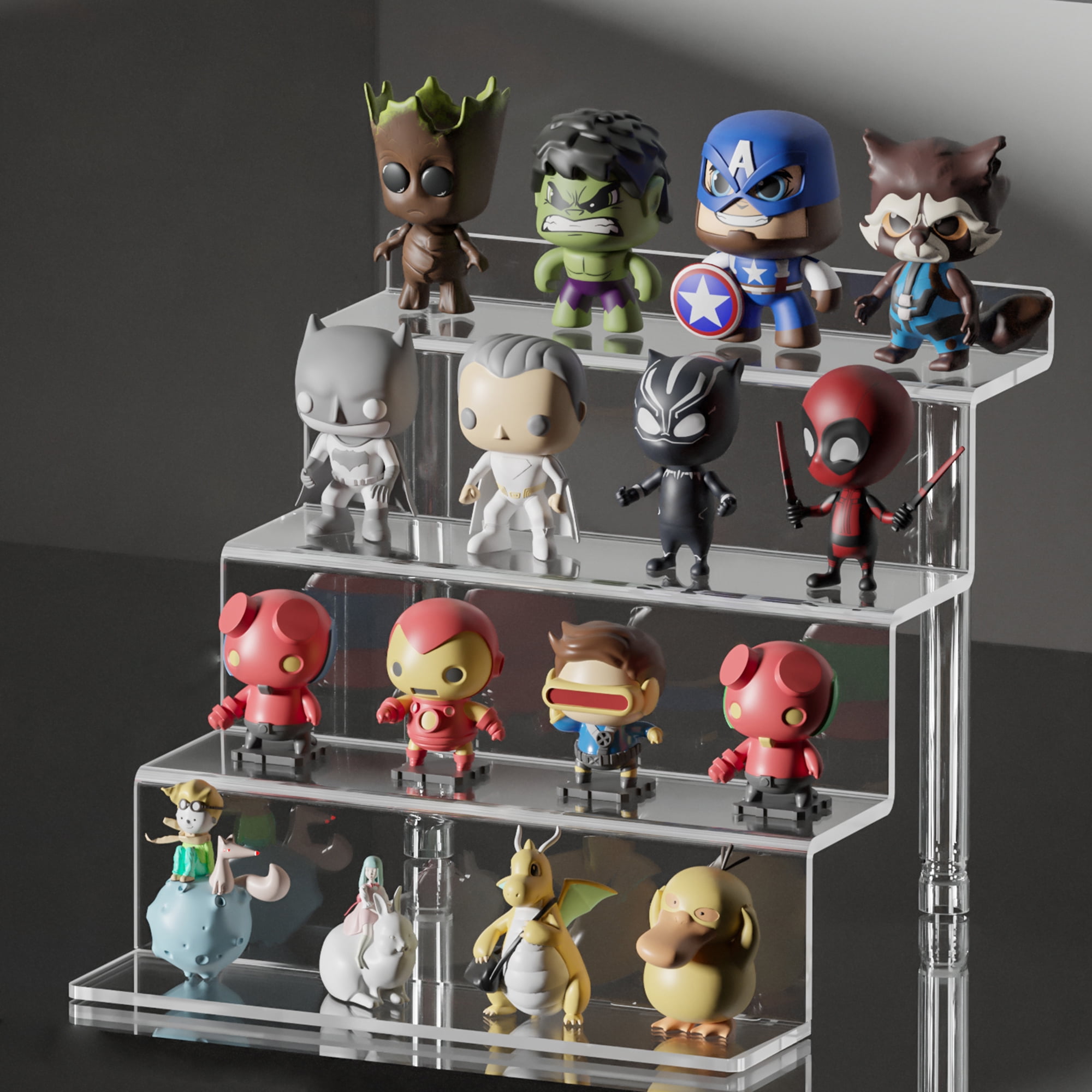 Funko Pop Figure Tiered Display Stands - Flat-Packed - Acrylic - 295mm Wide