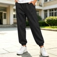 thumbnail image 2 of Xaqiouau Boys Jogger Pants with Pintuck Detail Elastic Waist Casual Trousers Cuffed Leg Relaxed Fit Solid Color Everyday Wear Kids School Sportswear Black 12-13 Years, 2 of 9