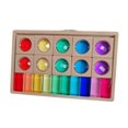 thumbnail image 2 of Juego de bloques de madera acrílica, cubos de construcción, juguetes educativos, juguetes Montessori, juego de apilamiento de arcoíris para niños de 3 2 tipos de bloques, 2 of 8