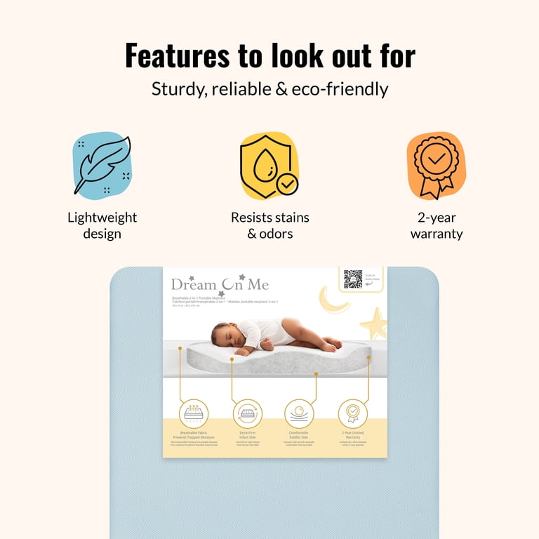 Dream On Me Snuggles Breathable Mini Crib Mattress, Blue photo 2