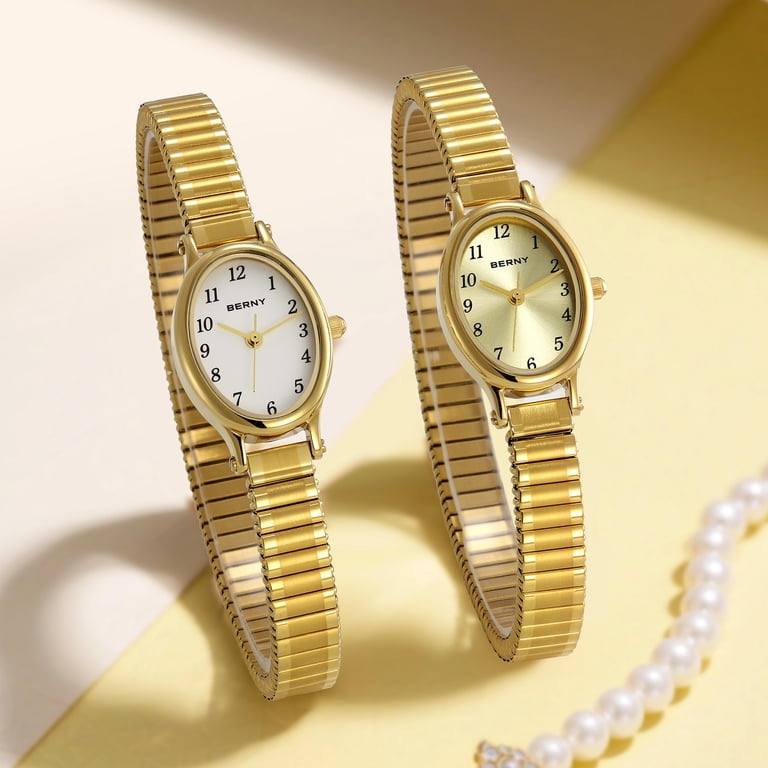 BERNY Small Gold Watches for Women, Dainty Luxury Oval Dial  display picture 1