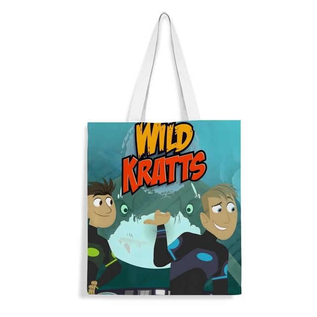 Wild Kratts Bolso de tela con estampado de lienzo para mujer, bolsa de compras reutilizable y estética, con cremallera interior, regalo para mujer,40*45cm.