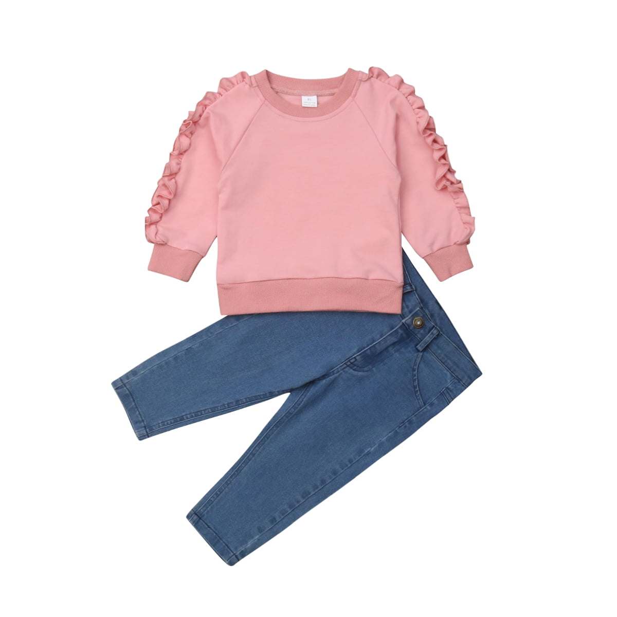 Kids Toddler Baby Girl Top T-shirt+Long Jeans Denim Pants 2PCS Outfits Clothes T 
