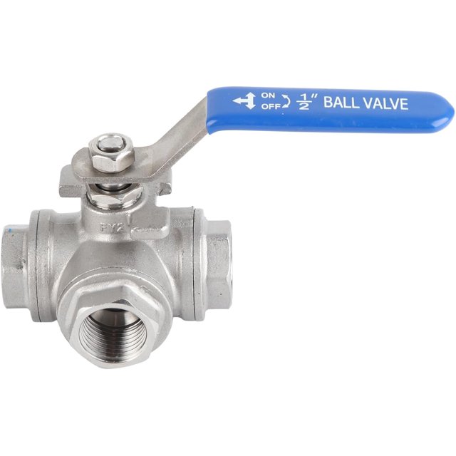 Three-way Ball Valve, Industrial Grade Stainless Steel 304, Heavy-duty Handle For Reliable Closure In Shut-off And Control Applications