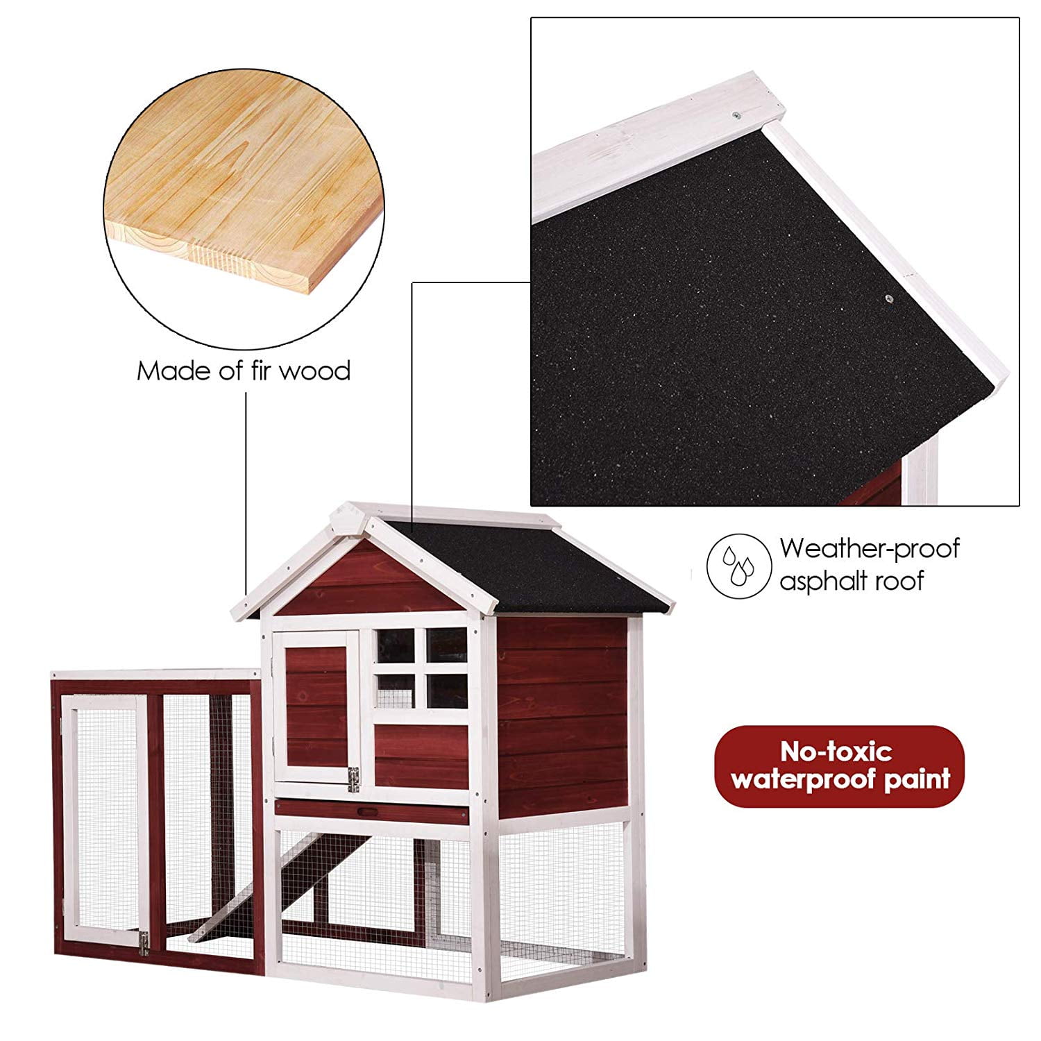 Lovupet Wooden Rabbit Bunny Hutch Outdoor Chicken Coop Dog House With Run Natural 2020