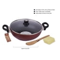 thumbnail image 2 of Mumma's LIFE Non Stick Kadai with Glass Lid with Riveted and Virgin Bakelite Handle PFOA/Heavy Metal Free (Induction and Gas Stove Friendly) - (24CM, RED), 2 of 5