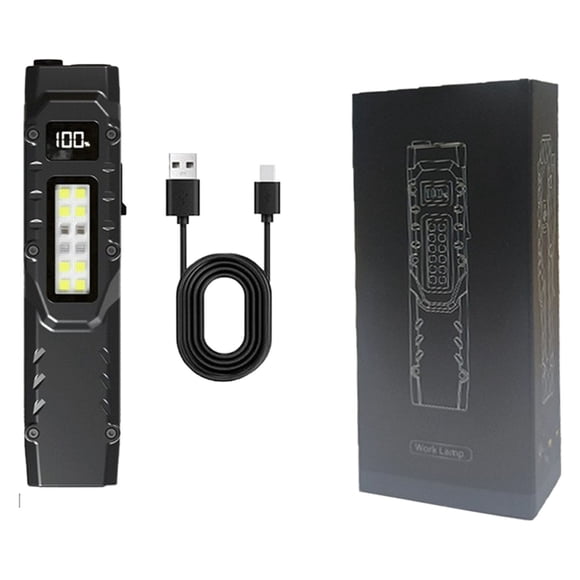 EDC Flashlight with Digital Screen 1500 USB Rechargeable Stainless Steel 8 Mode Portable Light for Home Camping Emergency