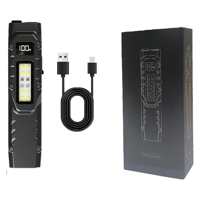 EDC Flashlight with Digital Screen 1500 USB Rechargeable Stainless Steel 8 Mode LED Pocket Light for Home Camping Emergency Use
