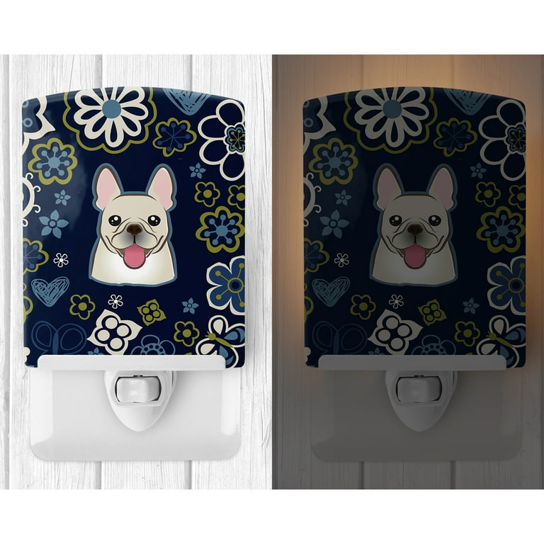 Caroline's Treasures BB5089CNL Blue Flowers French Bulldog Ceramic