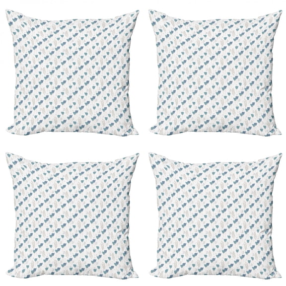 Floral Throw Pillow Cushion Case Pack of 4, Botanical Blossoming Tulip Flowers Field in Garden Flourish Spring, Modern Accent Double-Sided Print, 4 Sizes, Petrol Blue Pale Peach, by Ambesonne