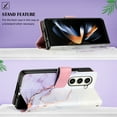 thumbnail image 6 of for Samsung Galaxy Z Fold 5 PU Leather Wallet case, Marble Pattern Credit Card Holder,Flip Folio Book Kickstand Cover Women Men with Long Strap for Samsung Galaxy Z Fold 5 5G, White+Purple, 6 of 6