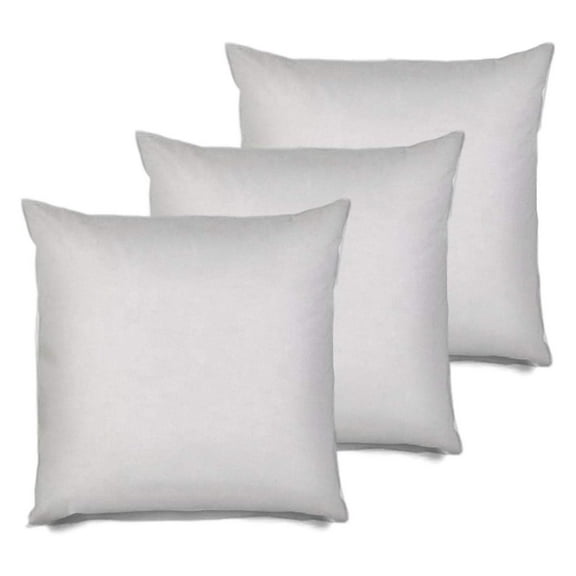3 Pack Pillow Insert 26x26 Hypoallergenic Square Form Sham Stuffer Standard White Polyester Decorative Euro Throw Pillow Inserts for Sofa Bed - Made in USA (Set of 3) - Machine Washable and Dry