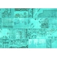 thumbnail image 1 of Ahgly Company Machine Washable Indoor Rectangle Patchwork Turquoise Blue Transitional Area Rugs, 7' x 10', 1 of 4