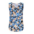 thumbnail image 7 of JTZGDY Tank Tops for Women Cute Summer Floral Print Sleeveless Ruched Pleated Keyhole Cutout Tunic Blouse Trendy Cozy Graphic Cami Shirts Blue XXL, 7 of 7