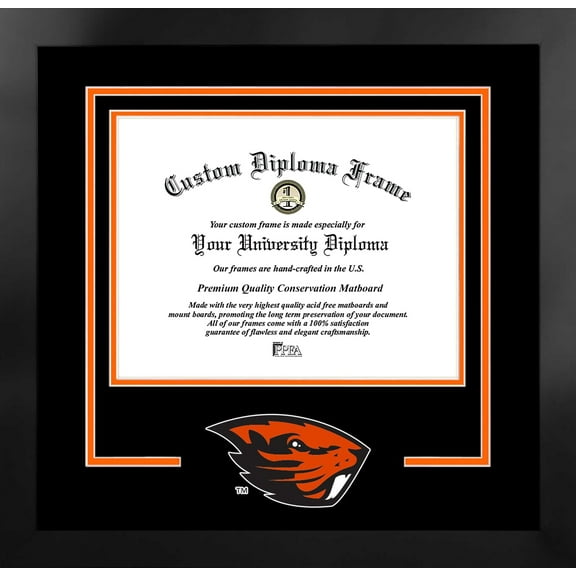Oregon State Beavers 11w x 8.5h Spirit Diploma Manhattan Black Frame with Bonus Campus Images Lithograph (value savings $59)