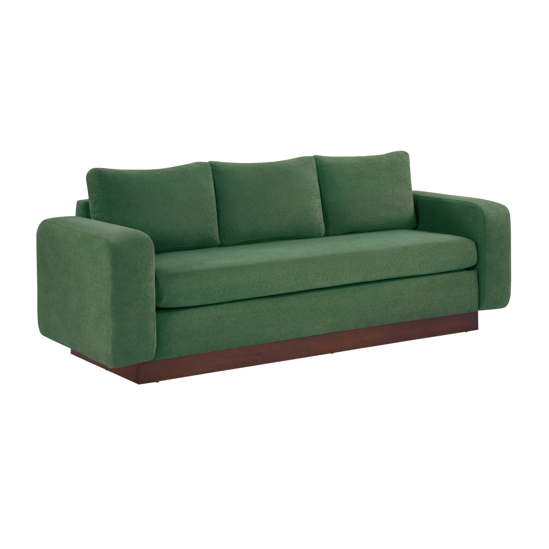 Christopher Knight Home 80.7" Modern 3-seater Chenille Upholstered Sofa Couch with Wide Arms, Green