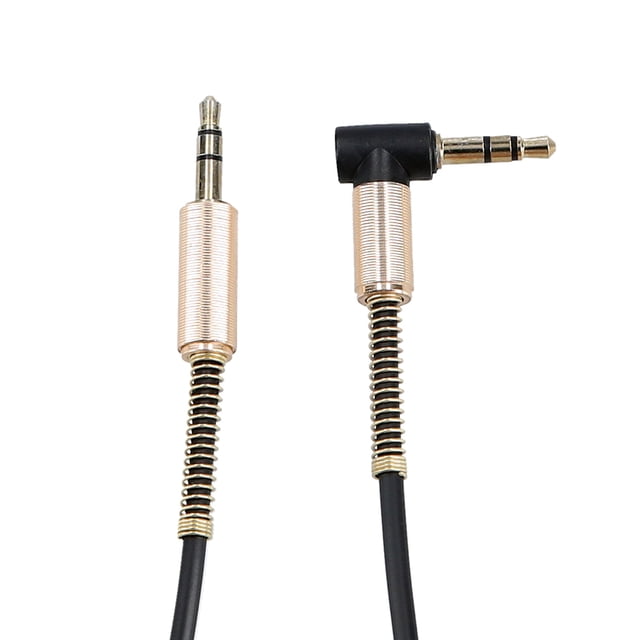 Yeacher 3.5mm Male to Male Car Connection Line Computer Mobile Phone Earphone Audio Box Amplifier Adapter Line Straight to Bend Black 1m