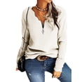 thumbnail image 1 of Langwyqu Spring Fall Women Long Sleeved Half Zipper Knit Pullover Sweater, 1 of 5