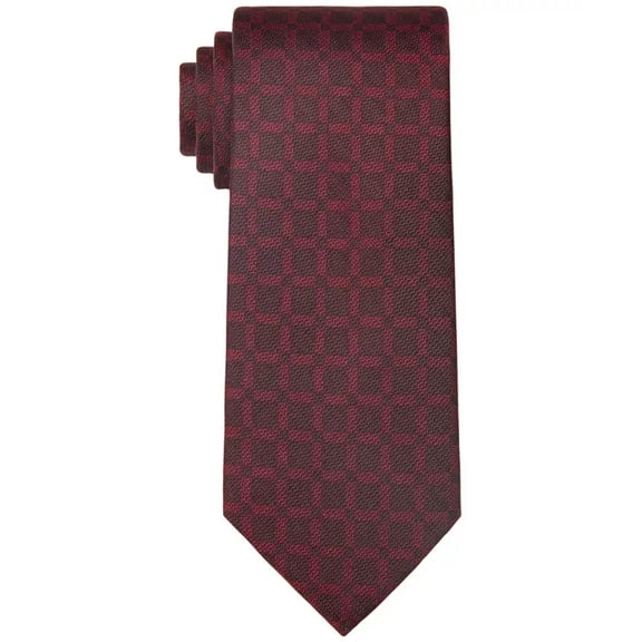 Michael Kors Mens Classic Necktie Grid Tie Dark Red