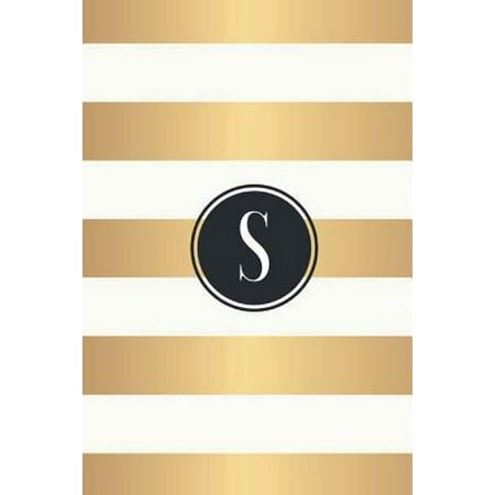 - S : White and Gold Stripes / Black Monogram Initial