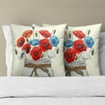 thumbnail image 3 of Poppy Floral Pillow Covers 18x18 Set of 2 Farmhouse Watercolor Spring Red Flowers Jar Square Pillowcases for Couch Sofa Room Gift Anniversary Day Wedding Decor, 3 of 6