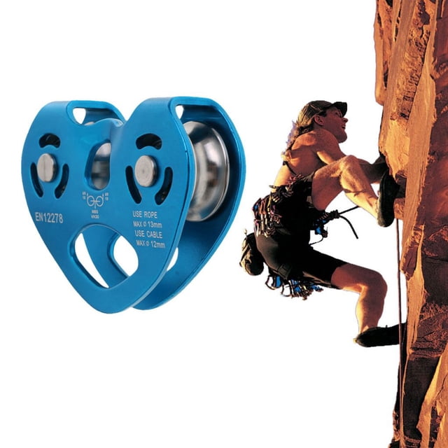 Zip Line Cable Pulley Mountaineering Double Speed Rope Aluminum Alloy Pulleys Rescue Outdoor Accessories Extreme Sports Supplies Blue