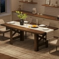 thumbnail image 1 of Yiwa 71" Rectangular Dining Table, Wooden Farmhouse Kitchen Table with Stable Triangular Legs for 6-8, 1 of 8