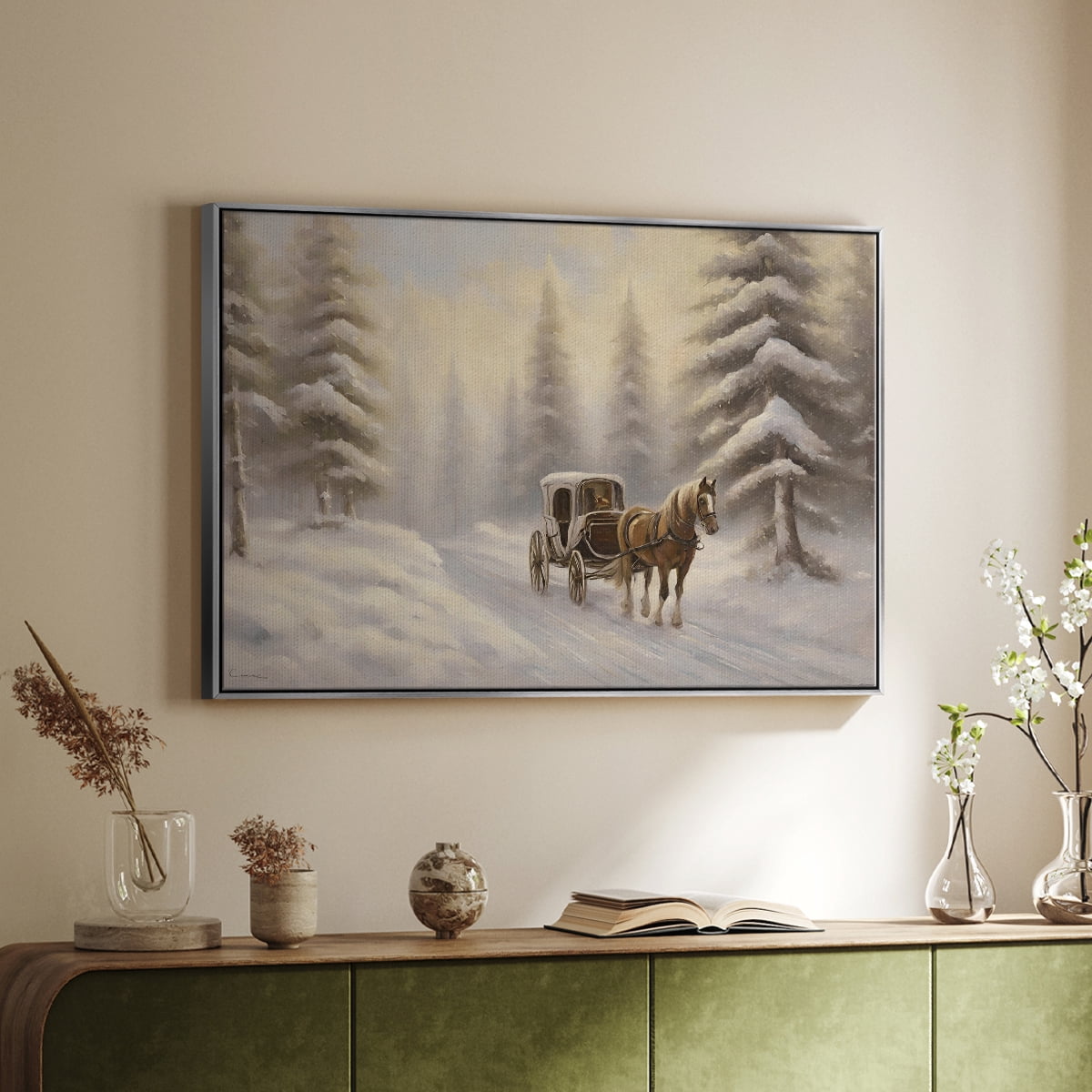 Vintage Landscape-CLXXI By Wexford Home Framed in Silver Wood Gallery Wrapped Canvas 27 in. x 41 in.