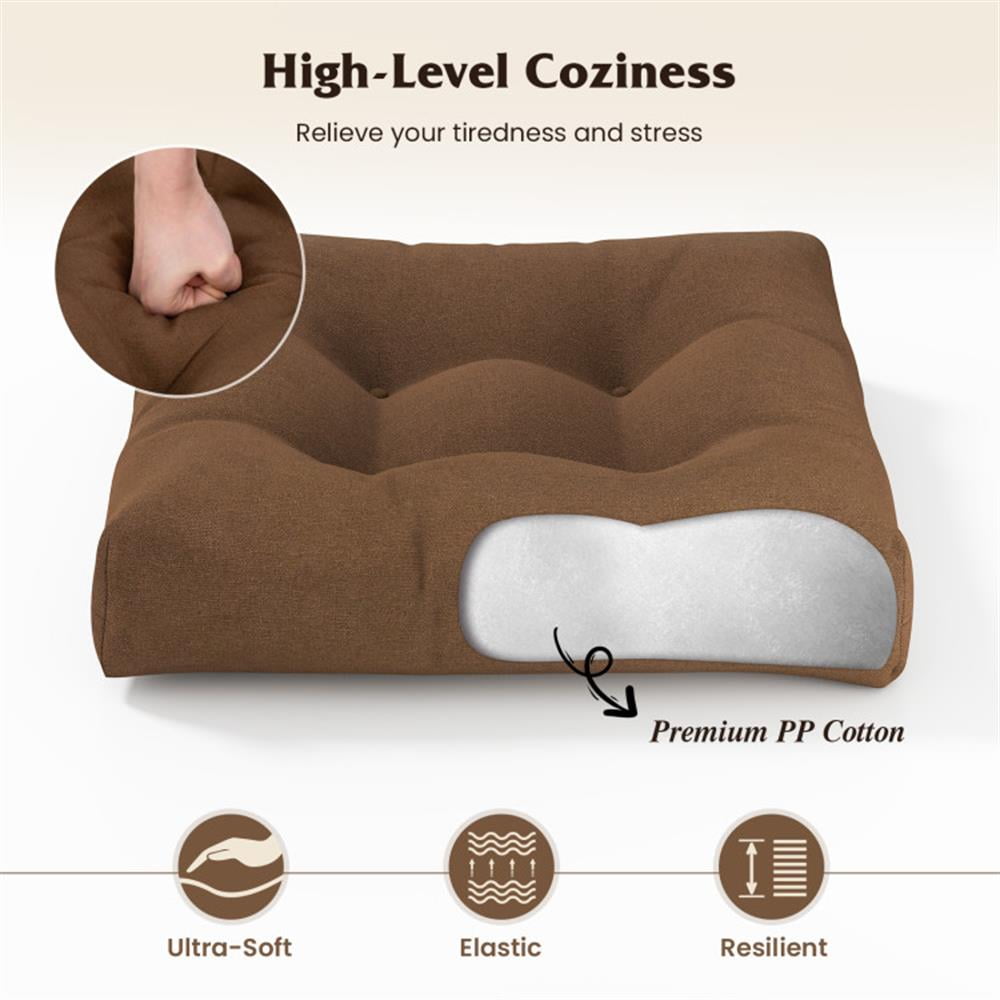 Spaco 21 Inch x 21 Inch Patio Chair Seat Cushion Pads for Indoor and Outdoor, Patio Chair Cushions, Outdoor Patio Furniture Cushions-Coffee