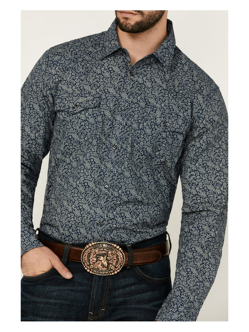 Cody James Men's Grande Floral Print Long Sleeve Pearl Snap