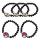 thumbnail image 1 of pulseras bonitas: elegante pulsera con la bandera de Chile, cadena de cuentas para mujer y hombre, joyería de cuentas de vidrio negro para fiestas nacionales y uso diario., 1 of 5