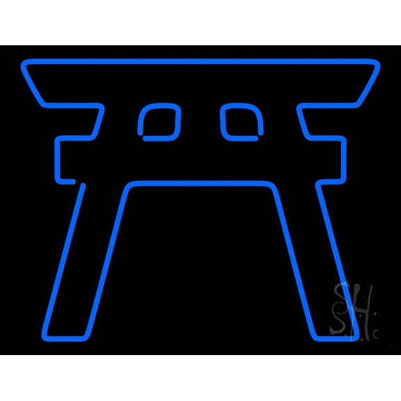 Blue Shinto LED Neon Sign 15" Tall x 19" Wide - inches Black Square Cut Acrylic Backing, with Dimmer - Premium built indoor Sign for Home décor, Event, Religious place, Store interior, Office.