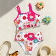 thumbnail image 2 of gdxvjhbj Girls Bathing Suits Girls Swimsuit Solid Color Block Adjustable Straps Little Girls Bikini 2Pcs Set Kids Bathing Suits for Girls Size 7-8 (Red,7-8 Years), 2 of 6
