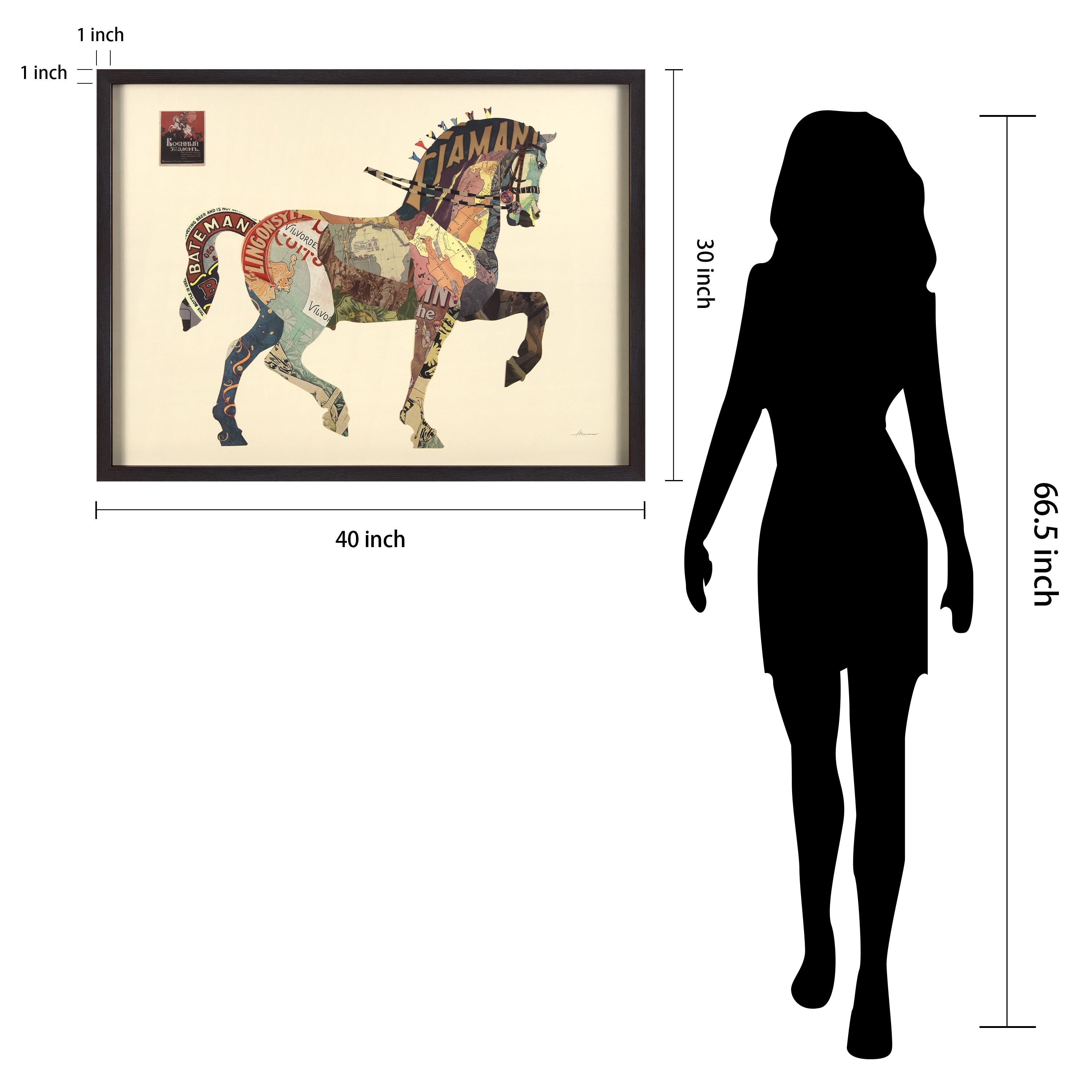 Empire Art Direct Carousel Horse Dimensional Collage Framed Graphic Art Under Glass Wall Art, 30" x 40" x 1.4", Ready to Hang