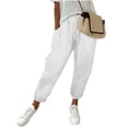 thumbnail image 2 of QSXADF Women's High Waist Pants Casual Straight Leg Pants Stretch Straight Leg Pants with Drawstring Elastic Waistband for Daily Comfortable Summer Women's Casual Long Trousers, 2 of 6