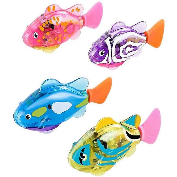 4Pcs Electric Swimming Fish Toys with LED Light Baby Bath Toys Robotic Fish Toys for Pet Kids